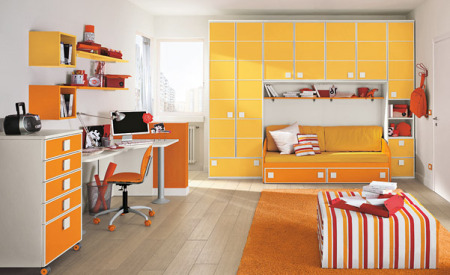 غرف نوم اطفال باللون البرتقالي