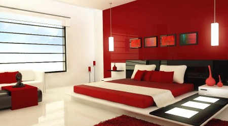 ديكور غرف نوم حمراء
