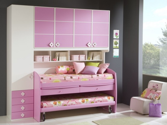 غرف نوم اطفال بنات بالوان مناسبة للبنات الكيوت 2016 (5)